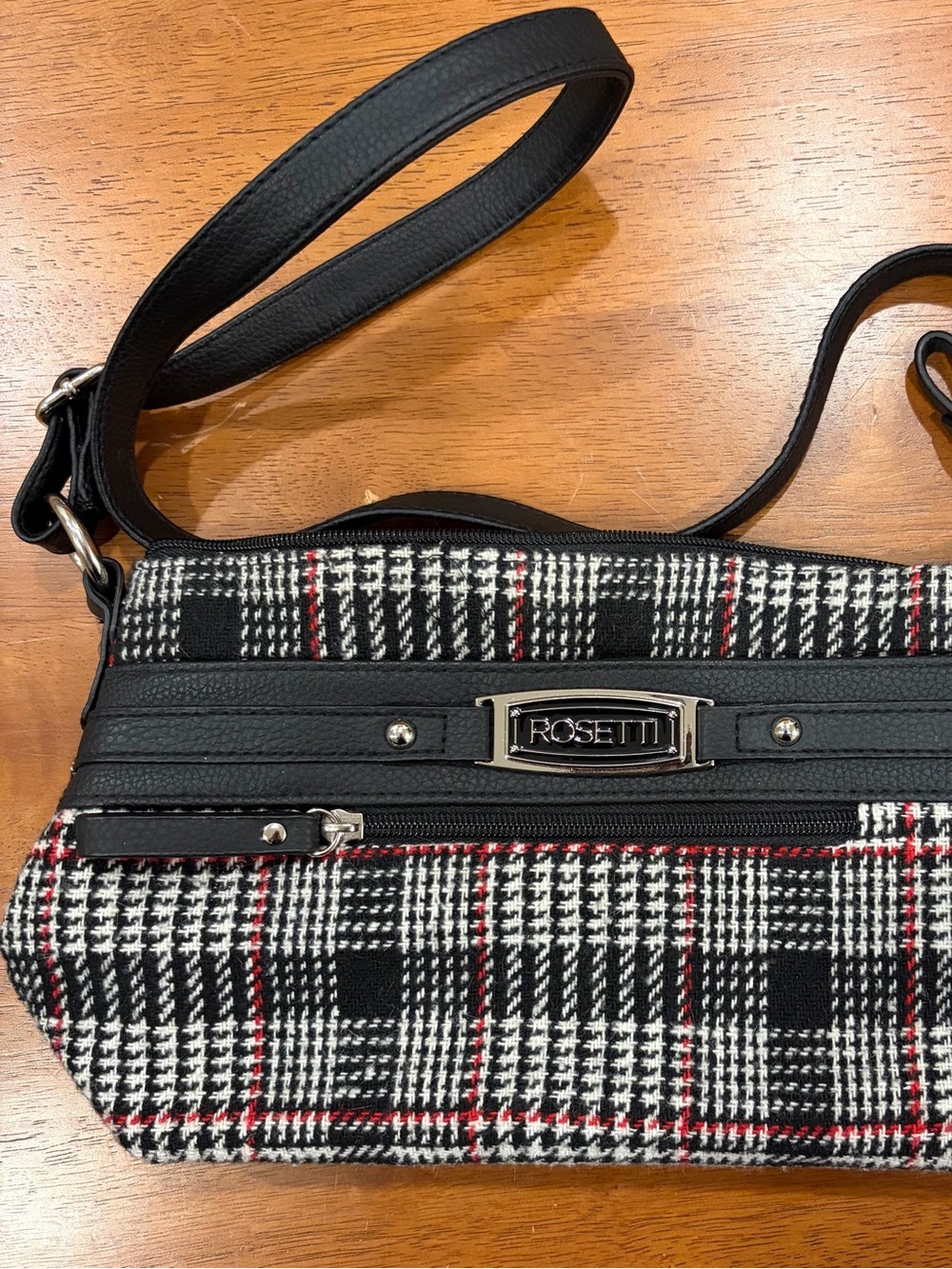 Rosetti Black Plaid Crossbody Bag